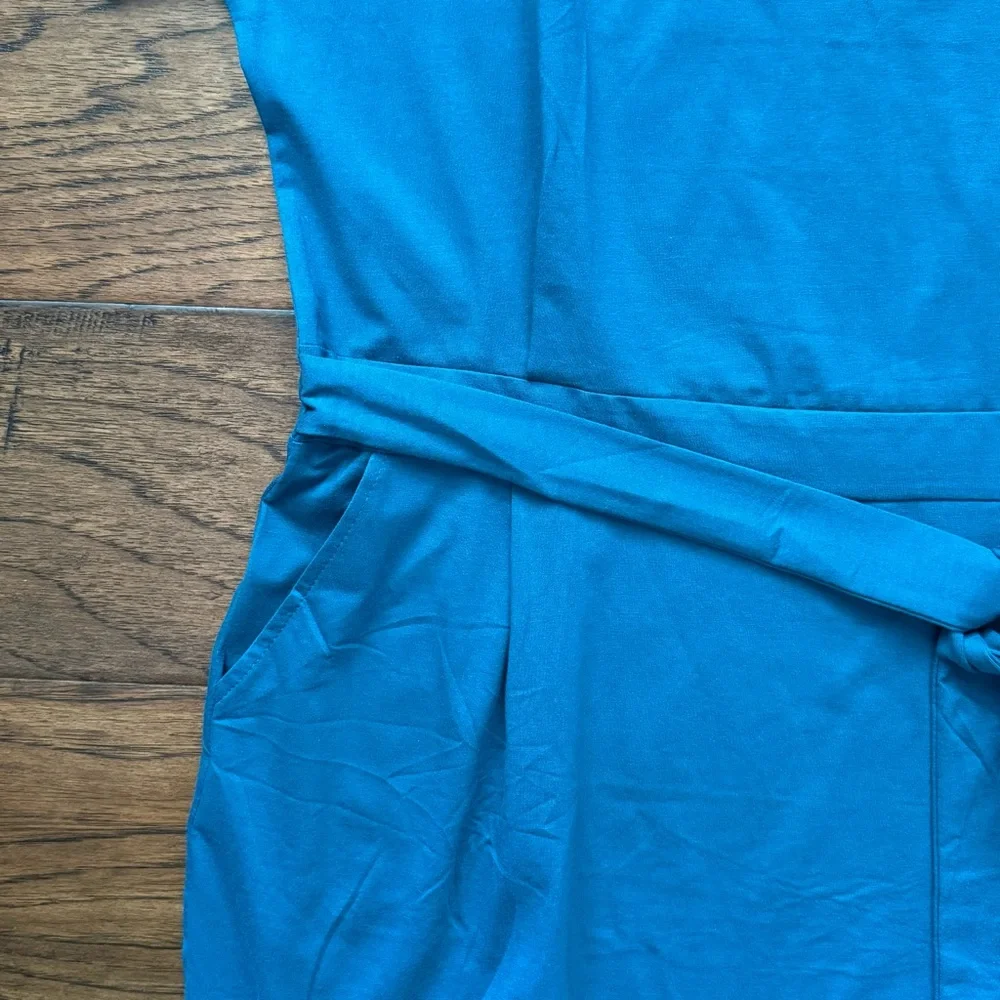 Fashion Women's Size XL Blue Teal Front Tie Short Sleeve T-Shirt Dress - Picture 4 of 10